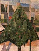 Theo van Doesburg Tree with houses. painting